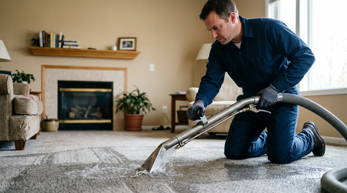 Water damage restoration technician working near Paris, TX